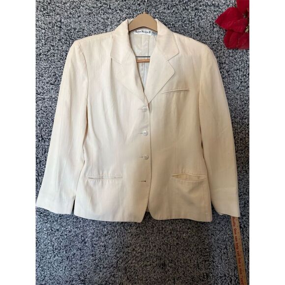 Anne Klein Women's Ivory Silk Jacket Size 10 Vintage Mid-Length Formal - Picture 9 of 11